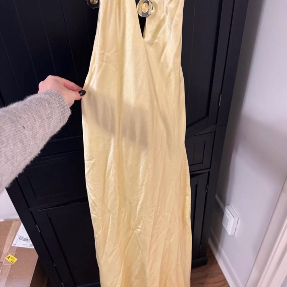 Mishka Satin Slip Dress in Light Yellow